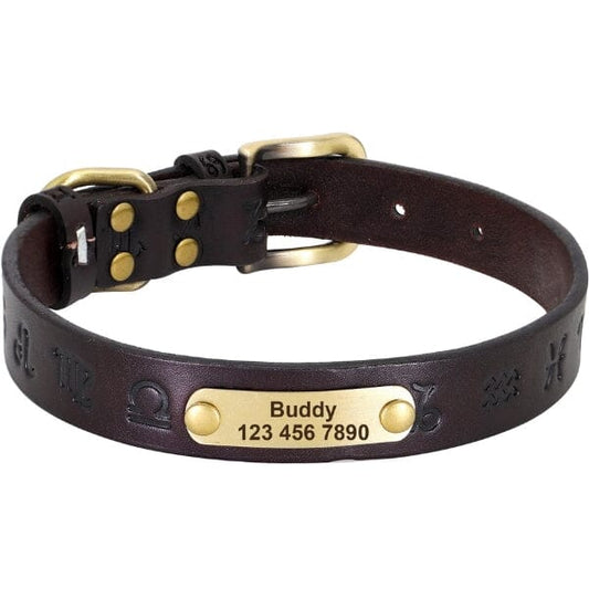Premium Echtleder Hundehalsband mit Personalisierung | Astrology Halsband Mein Shop 